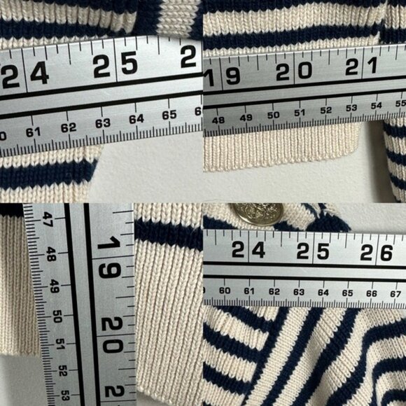 Sezane Daisy Jumper Sweater Natural Navy Blue Striped Size Large Gold Buttons - Picture 12 of 14